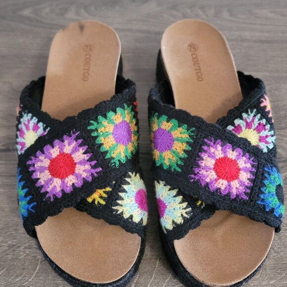 Womens crochet platform sandals size 7.5 - Picture 2 of 3
